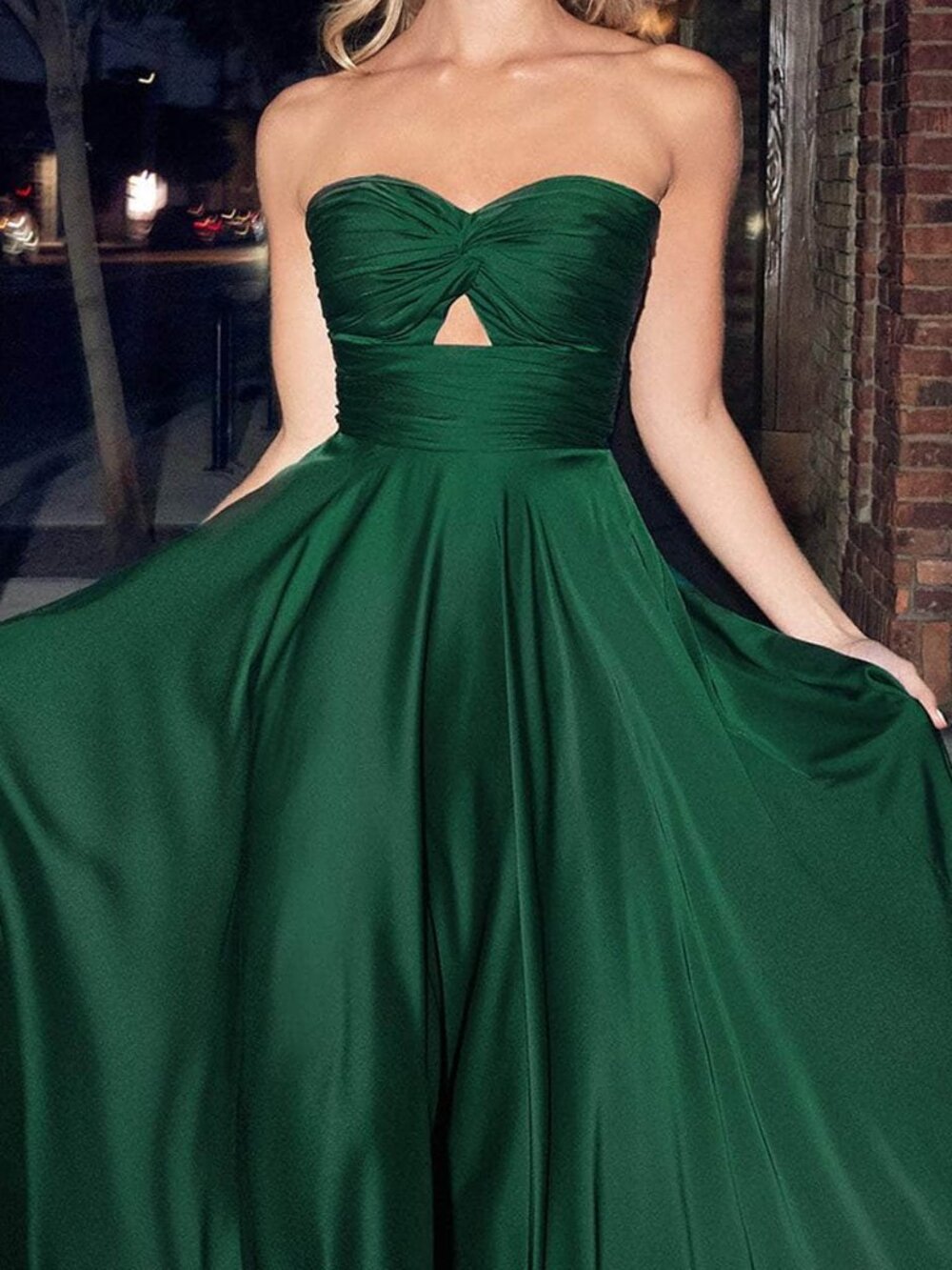 NWT Ladivine 7496 Keyhole Strapless Prom Dress Hunter Green size 4